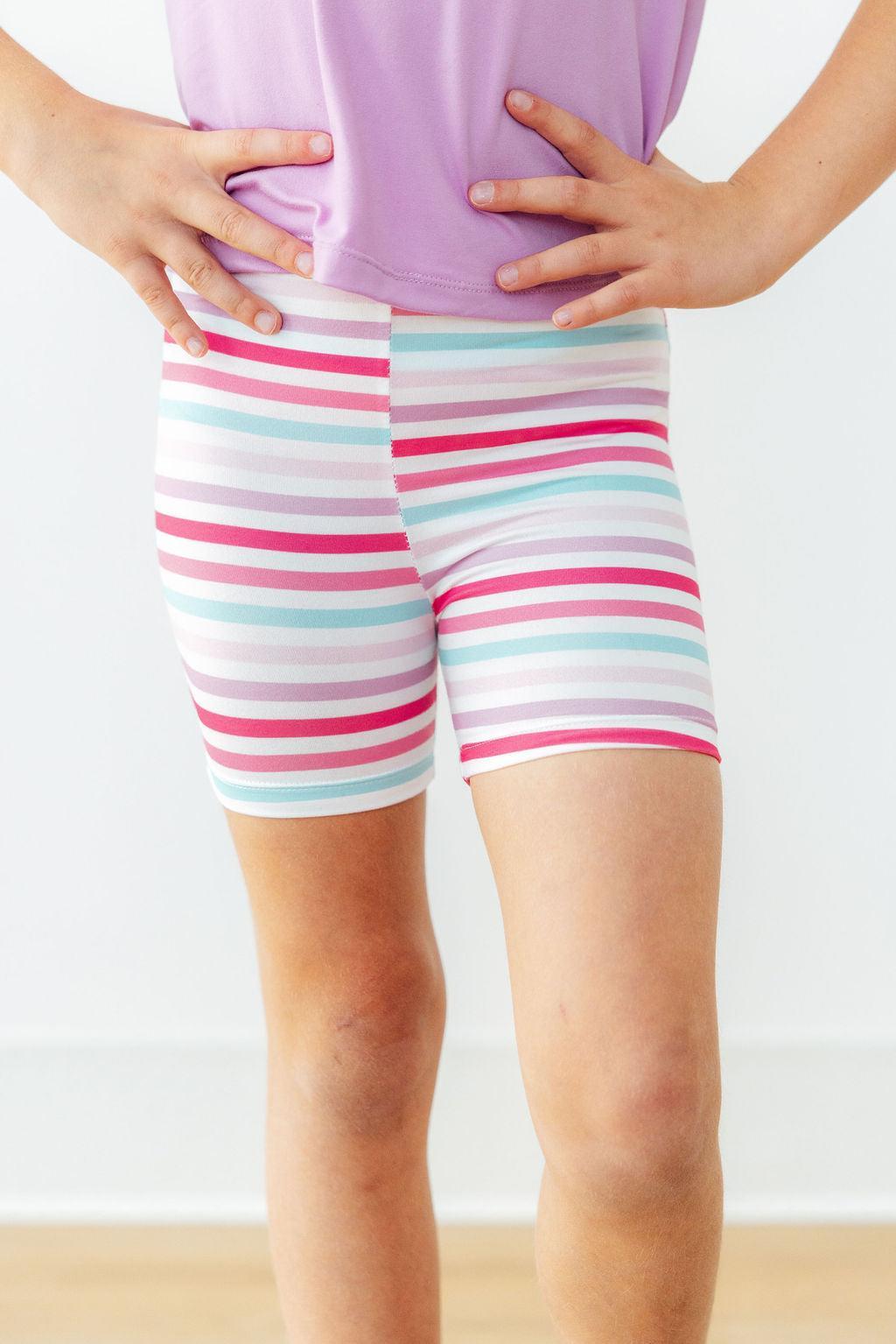 Mila & Rose ® Pastel Stripes Twirl Shorts — back view