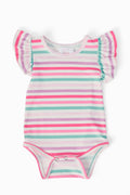 Mila & Rose ® Pastel Stripes S/S Flutter Bodysuit — main product shot