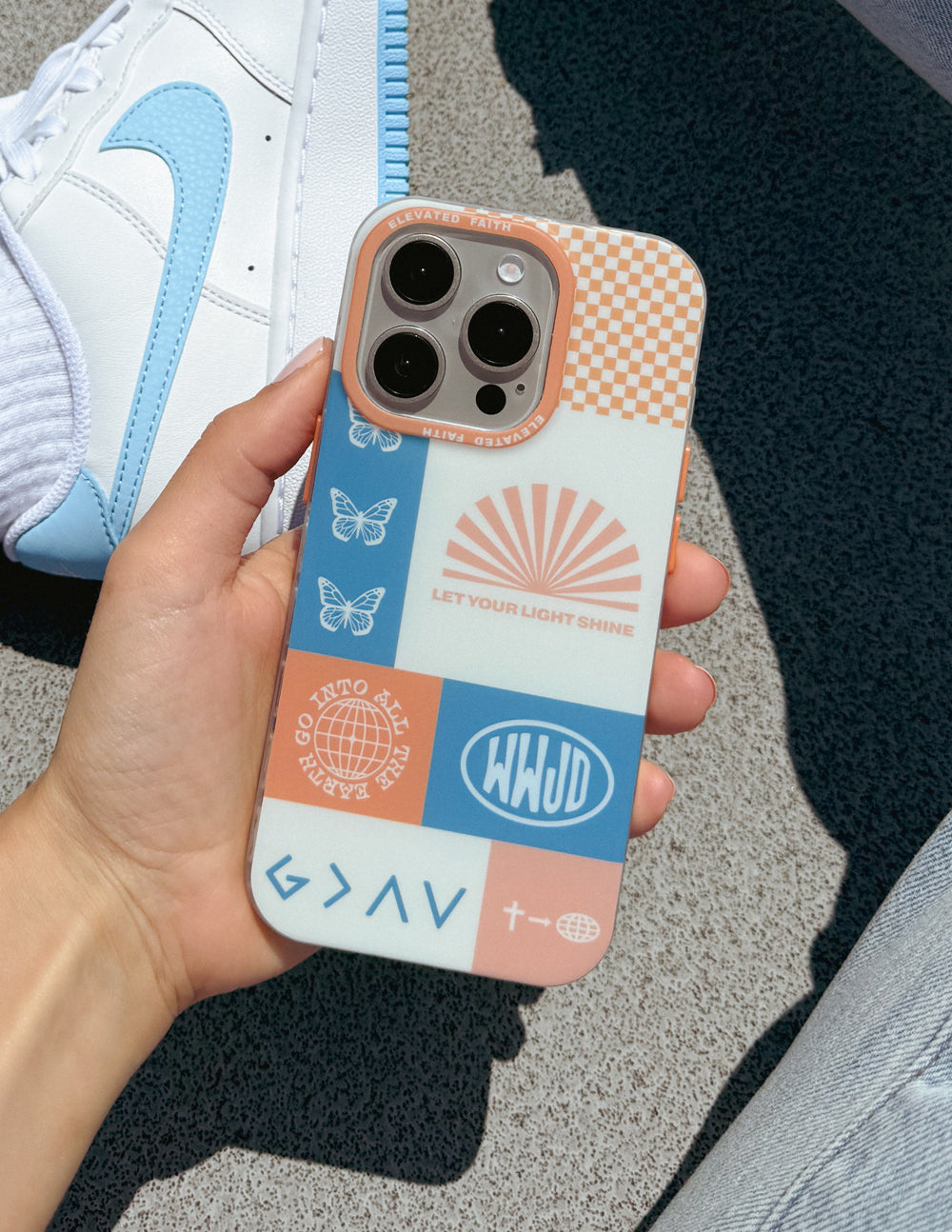 Elevated Faith Patchwork Phone Case — detail close-up