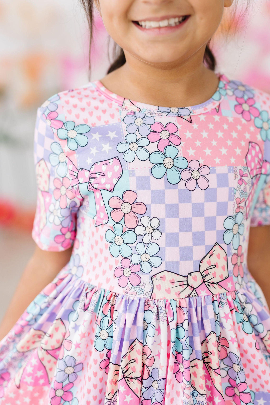 Mila & Rose ® Patchwork Princess S/S Pocket Twirl Dress — lifestyle context