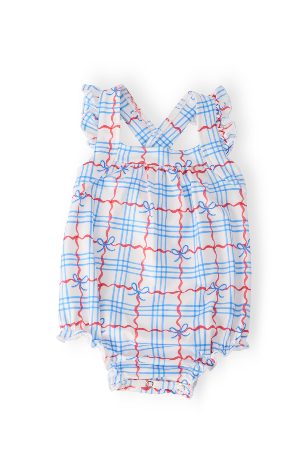 Mila & Rose ® Patriotic Picnic Ruffle Cross Back Romper — main product shot