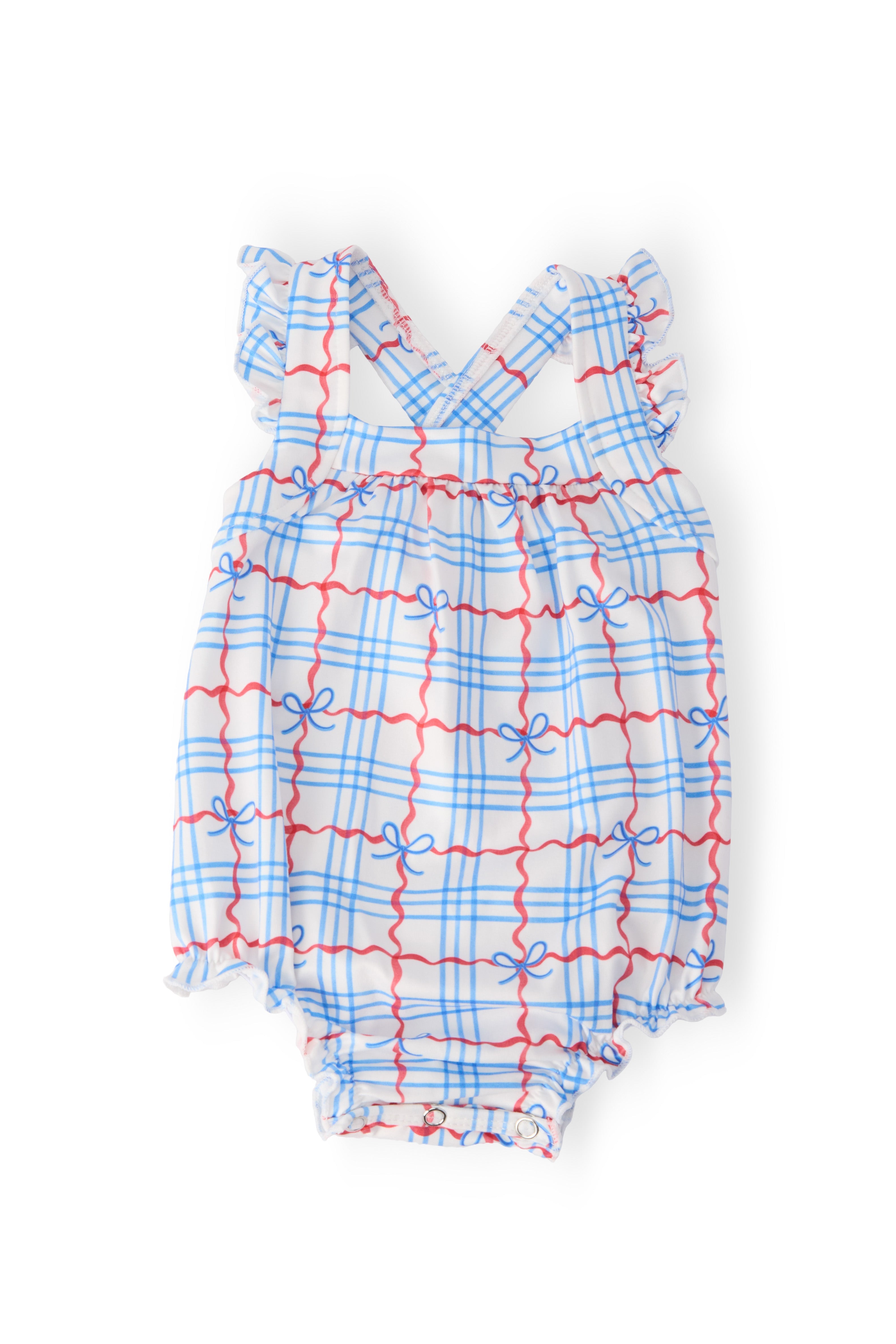 Mila & Rose ® Patriotic Picnic Ruffle Cross Back Romper — main product shot