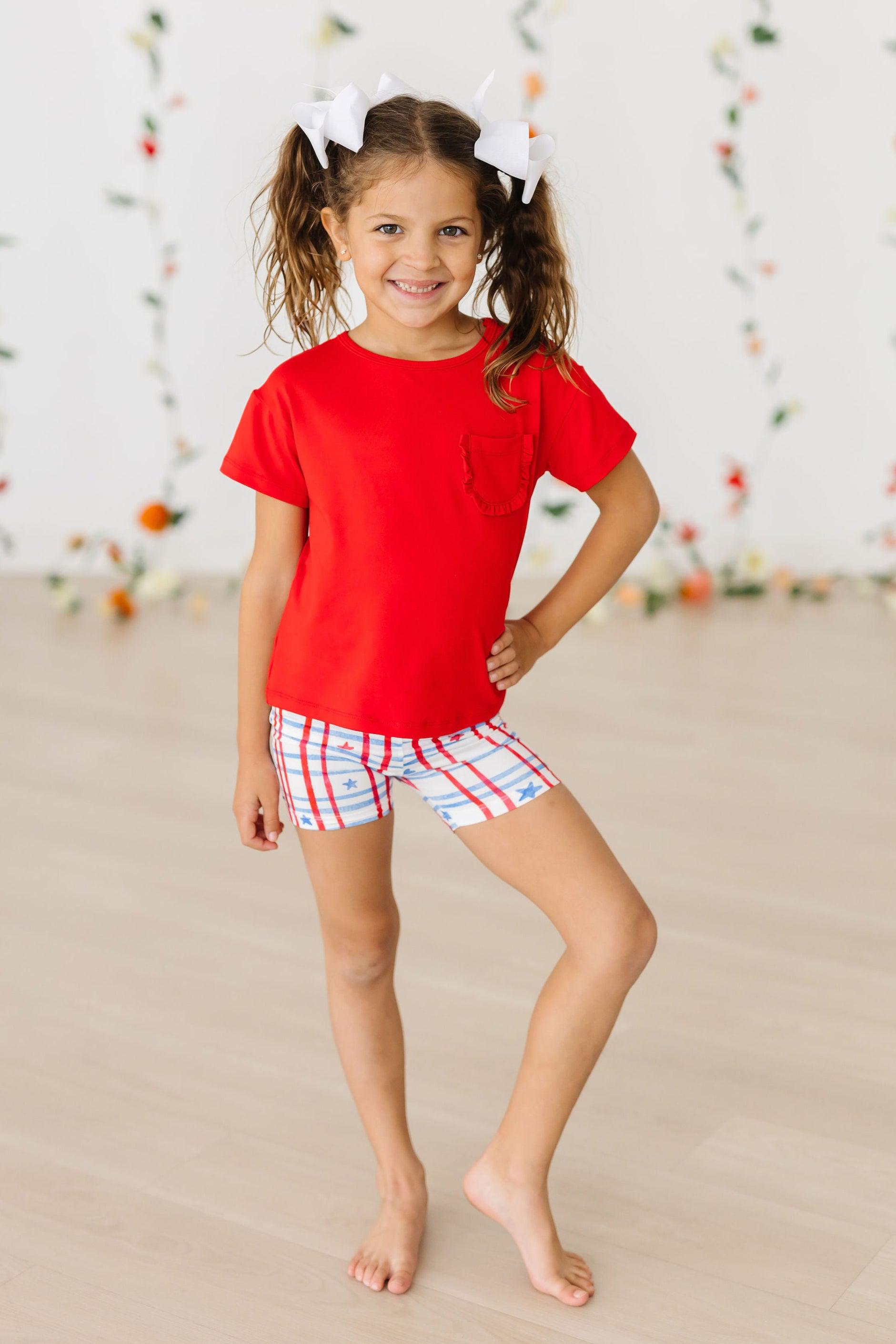 Mila & Rose ® Patriotic Plaid Twirl Shorts — side view