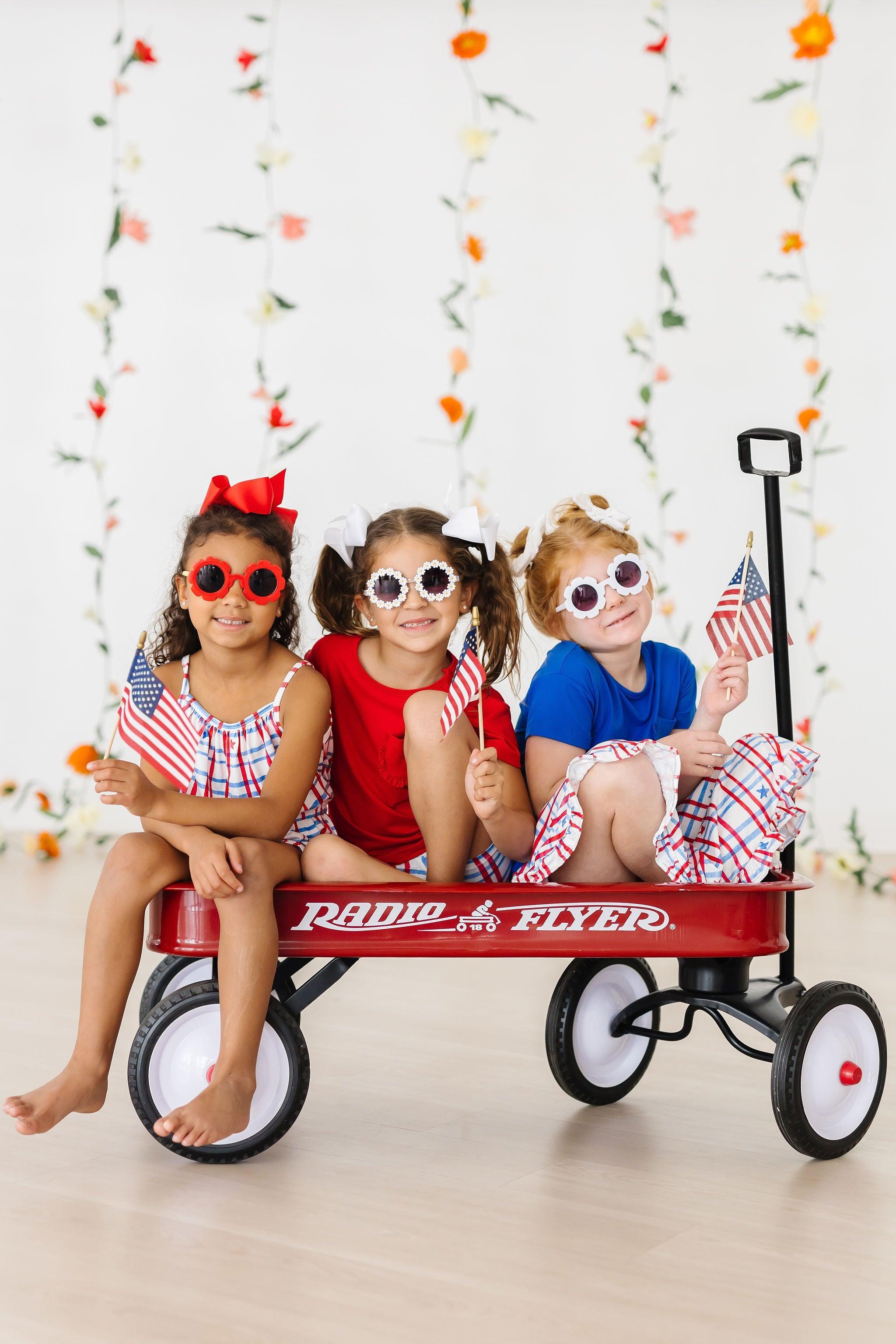 Mila & Rose ® Patriotic Plaid Twirl Shorts — lifestyle context