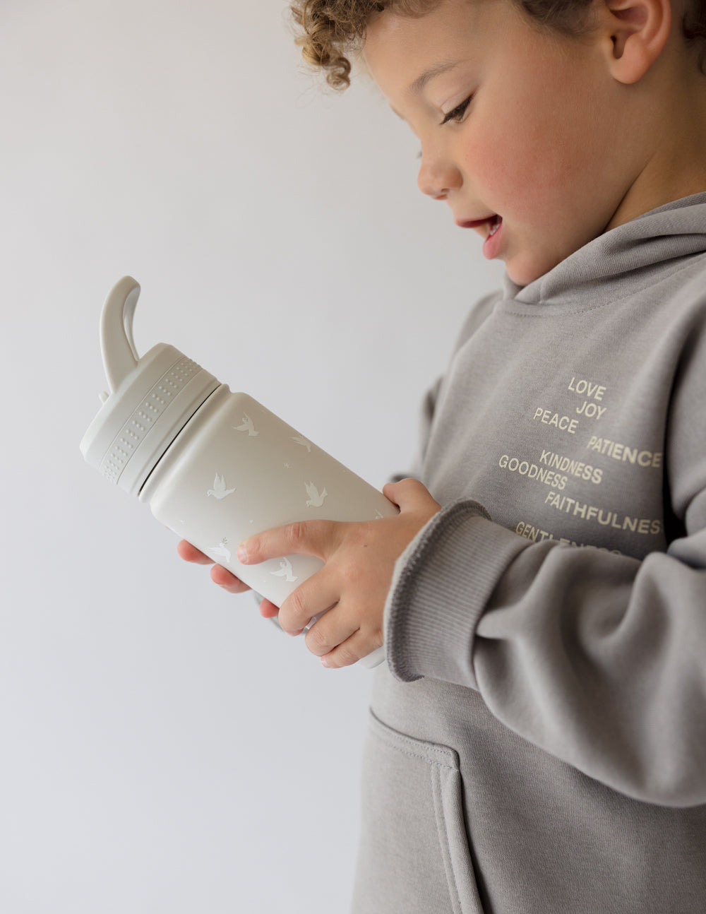 Elevated Faith Peace Kids Water Bottle — detail close-up