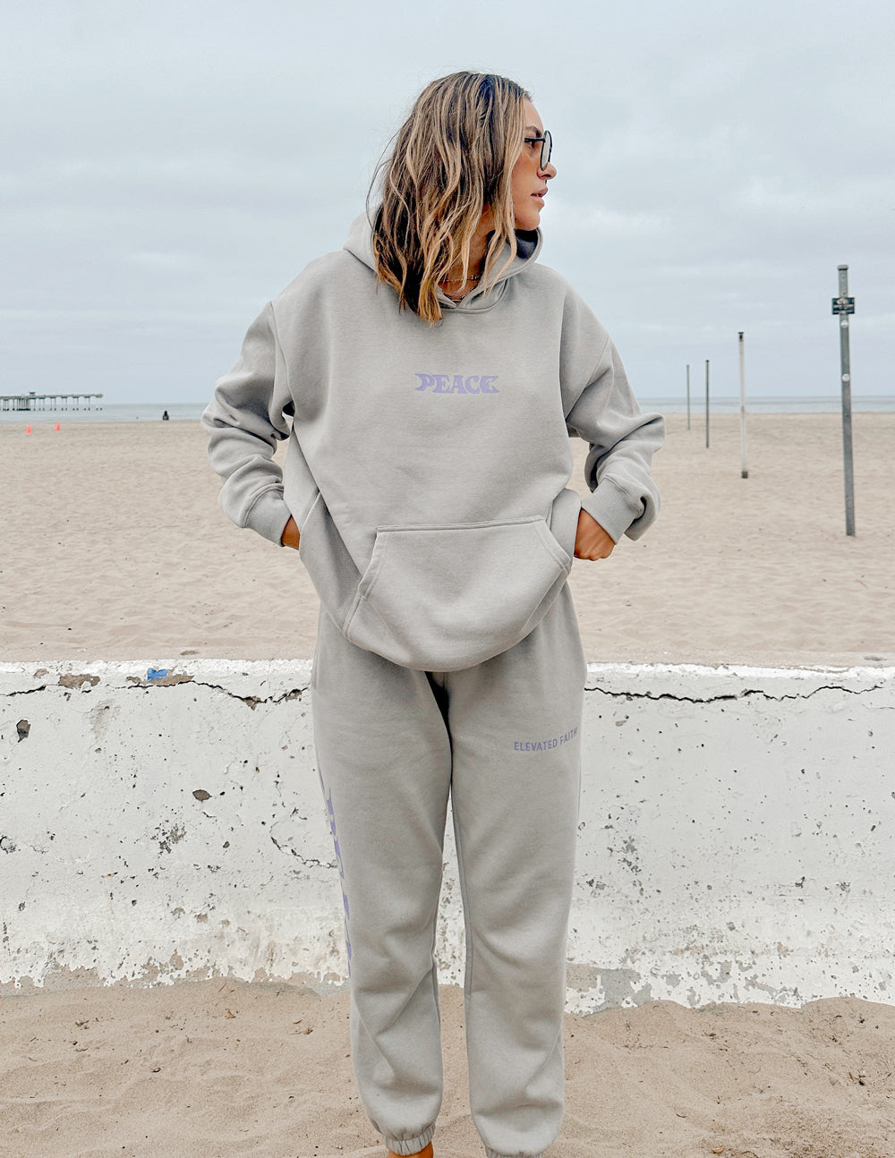 Elevated Faith Peace Unisex Hoodie — detail close-up