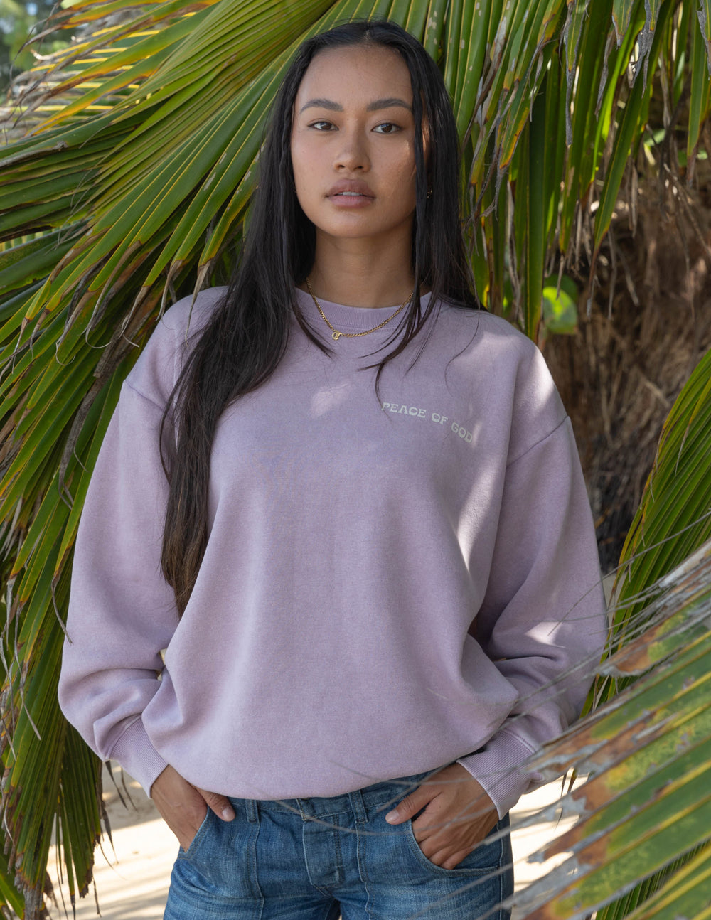 Elevated Faith Peace of God Unisex Crewneck — construction detail