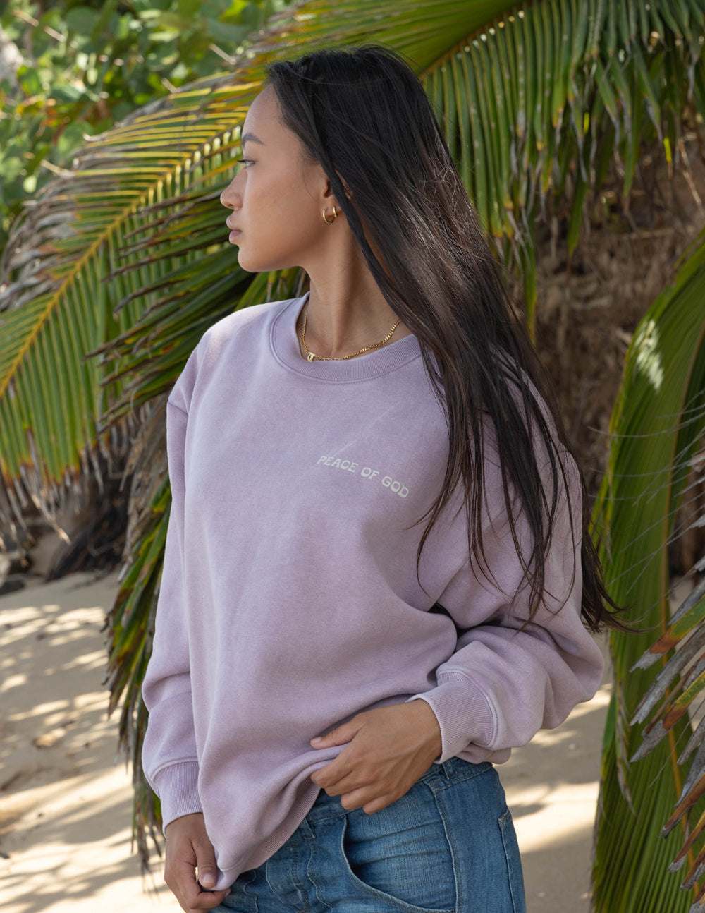 Elevated Faith Peace of God Unisex Crewneck — Elevated Faith branding close-up