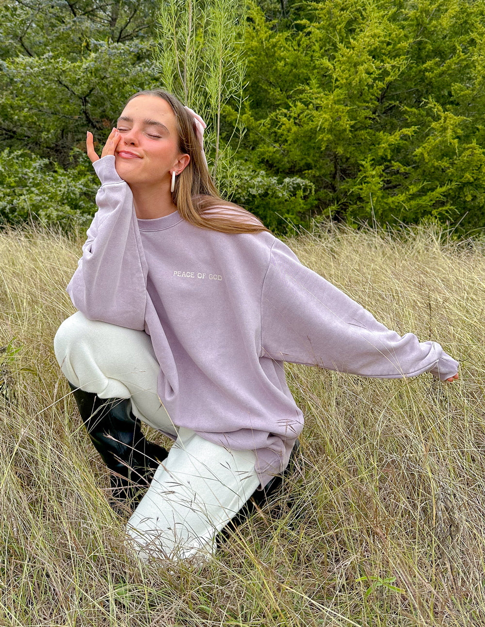 Elevated Faith Peace of God Unisex Crewneck — lifestyle worn / used context
