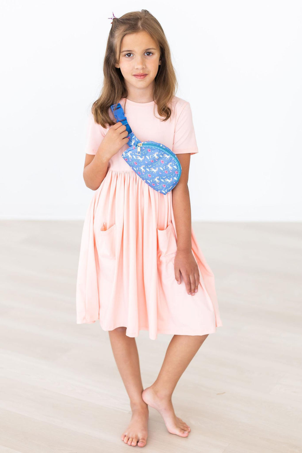 Mila & Rose ® Peach S/S Pocket Twirl Dress — lifestyle context