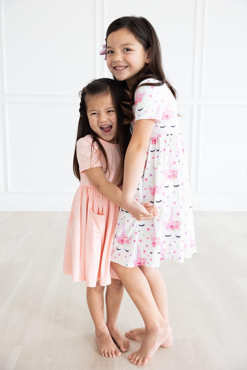 Mila & Rose ® Peach S/S Pocket Twirl Dress — side view