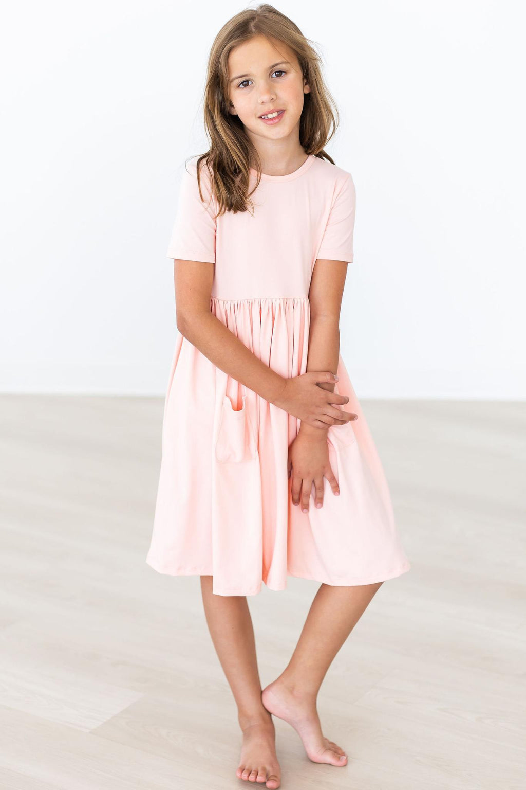 Mila & Rose ® Peach S/S Pocket Twirl Dress — back view