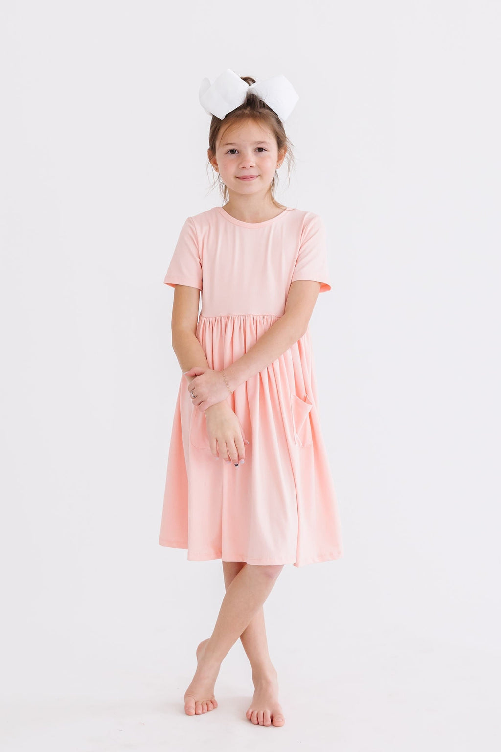 Mila & Rose ® Peach S/S Pocket Twirl Dress — alternative angle