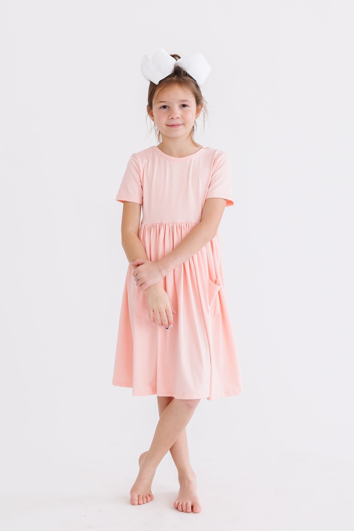Mila & Rose ® Peach S/S Pocket Twirl Dress — alternative angle