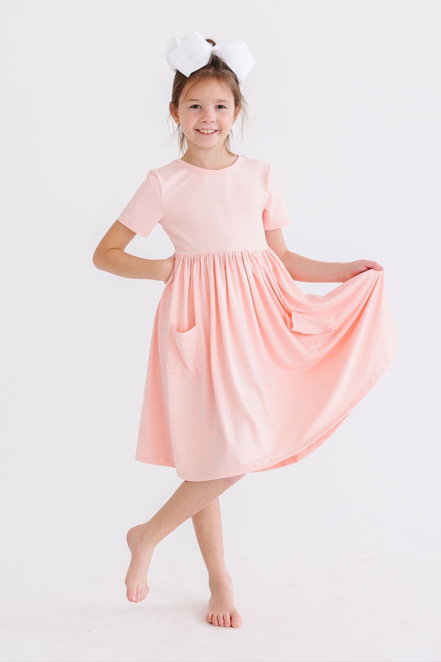 Mila & Rose ® Peach S/S Pocket Twirl Dress — main product shot