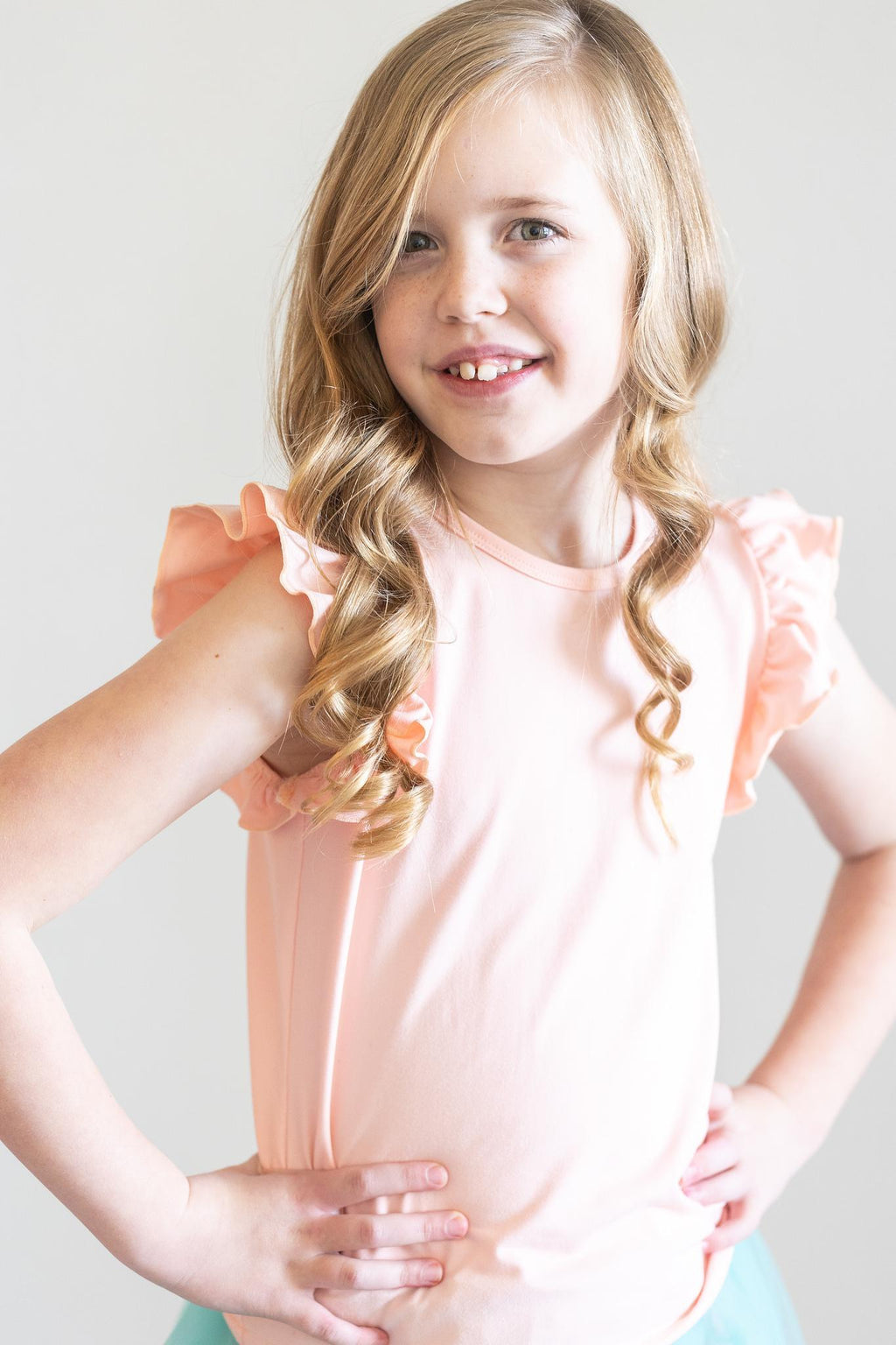 Mila & Rose ® Peach S/S Ruffle Tee — alternative angle
