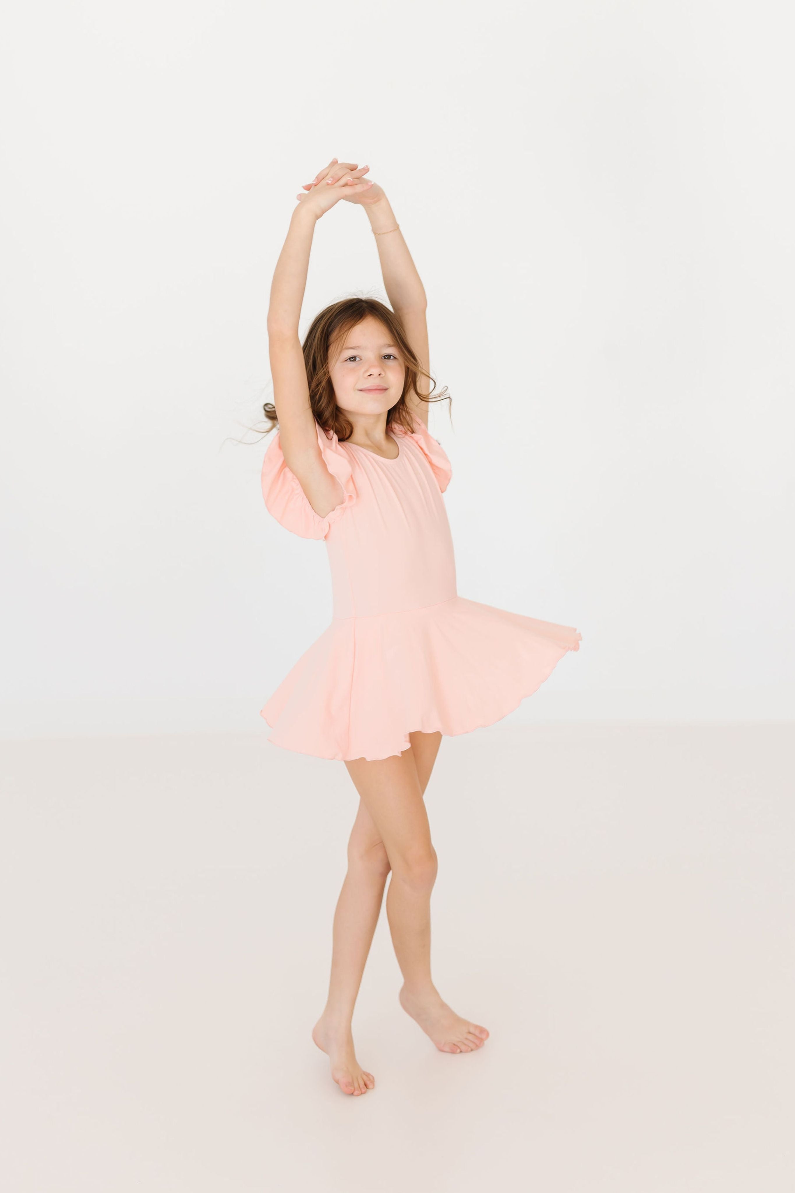 Mila & Rose ® Peach S/S Twirl Leotard — detail close-up