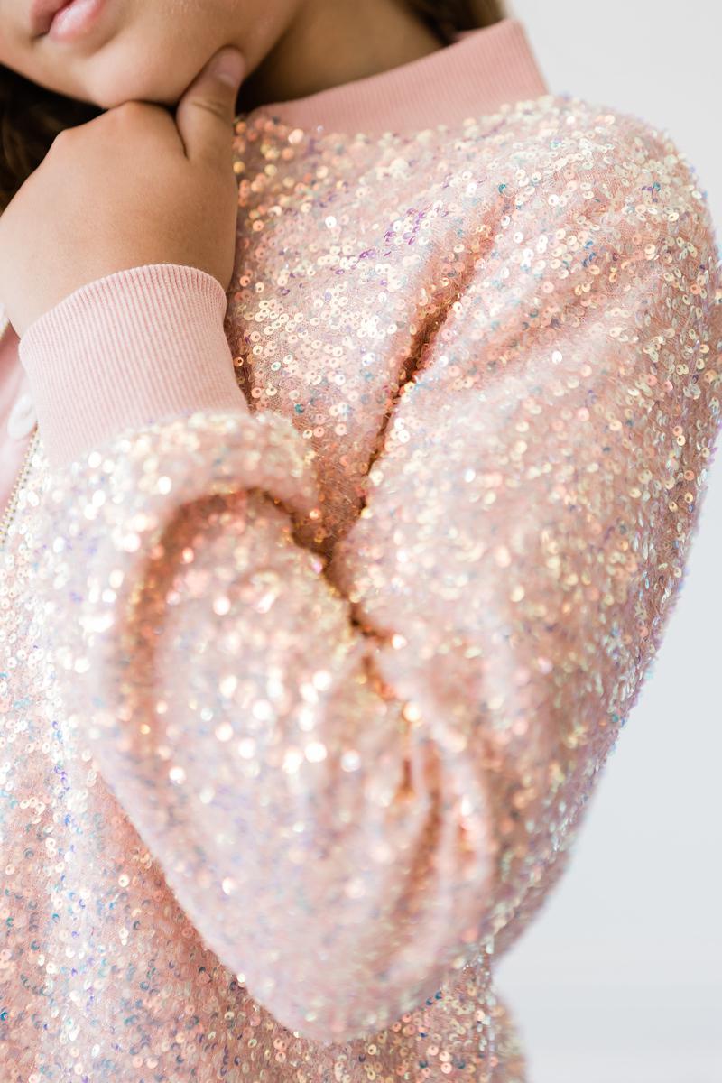 Mila & Rose ® Peach Sequin Jacket — back view