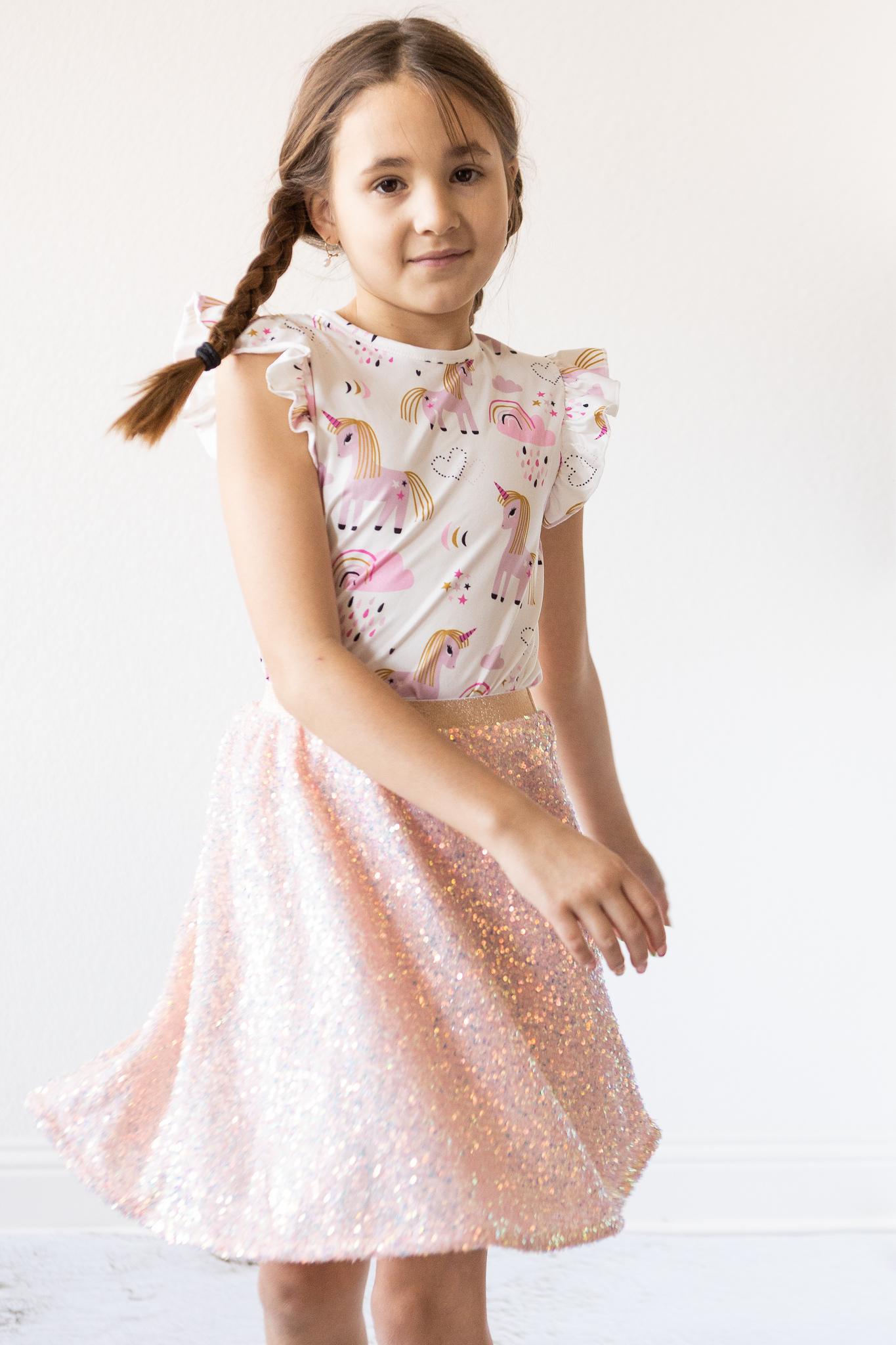 Mila & Rose ® Peach Sequin Twirl Skort — lifestyle context