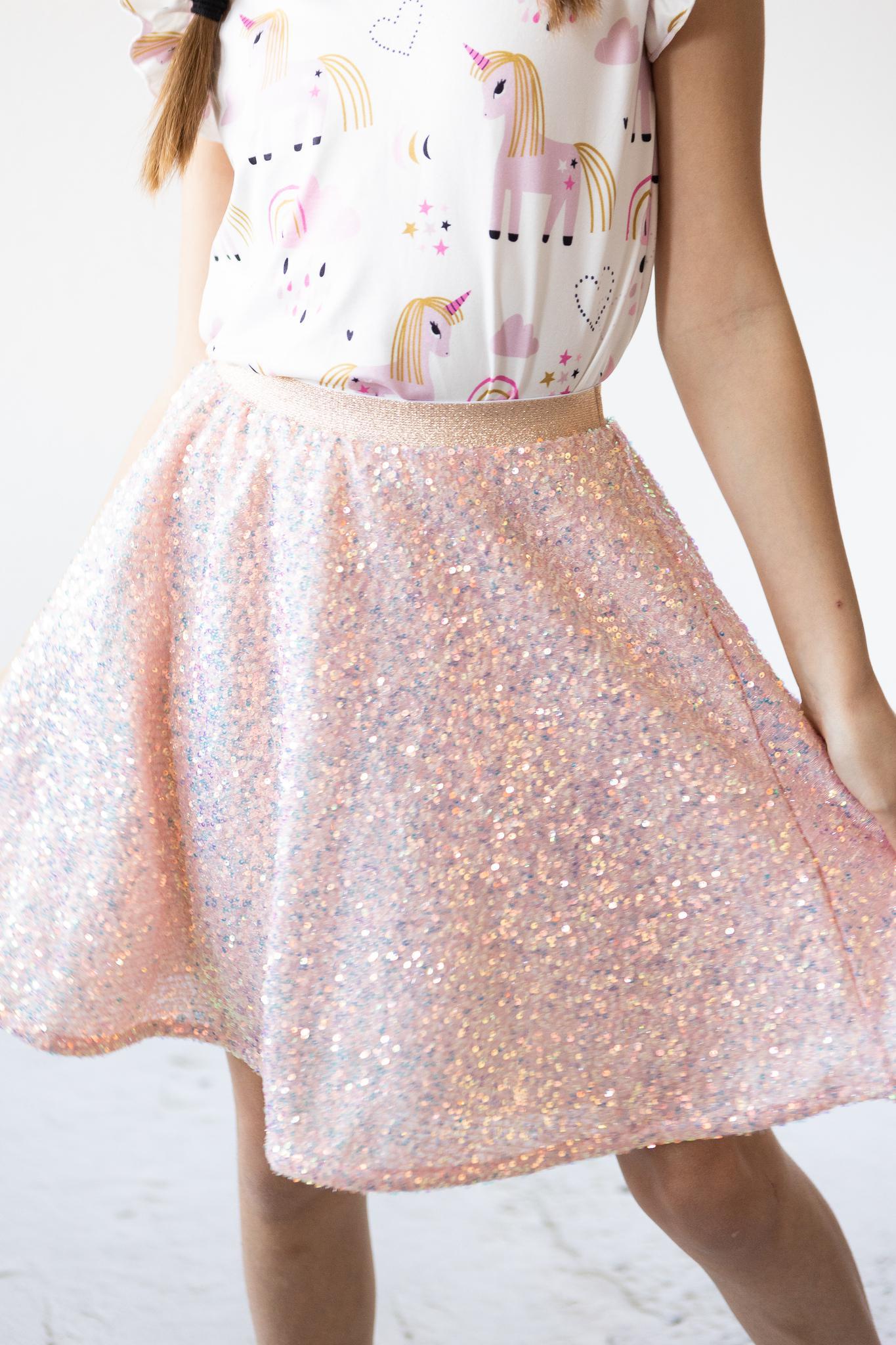 Mila & Rose ® Peach Sequin Twirl Skort — main product shot