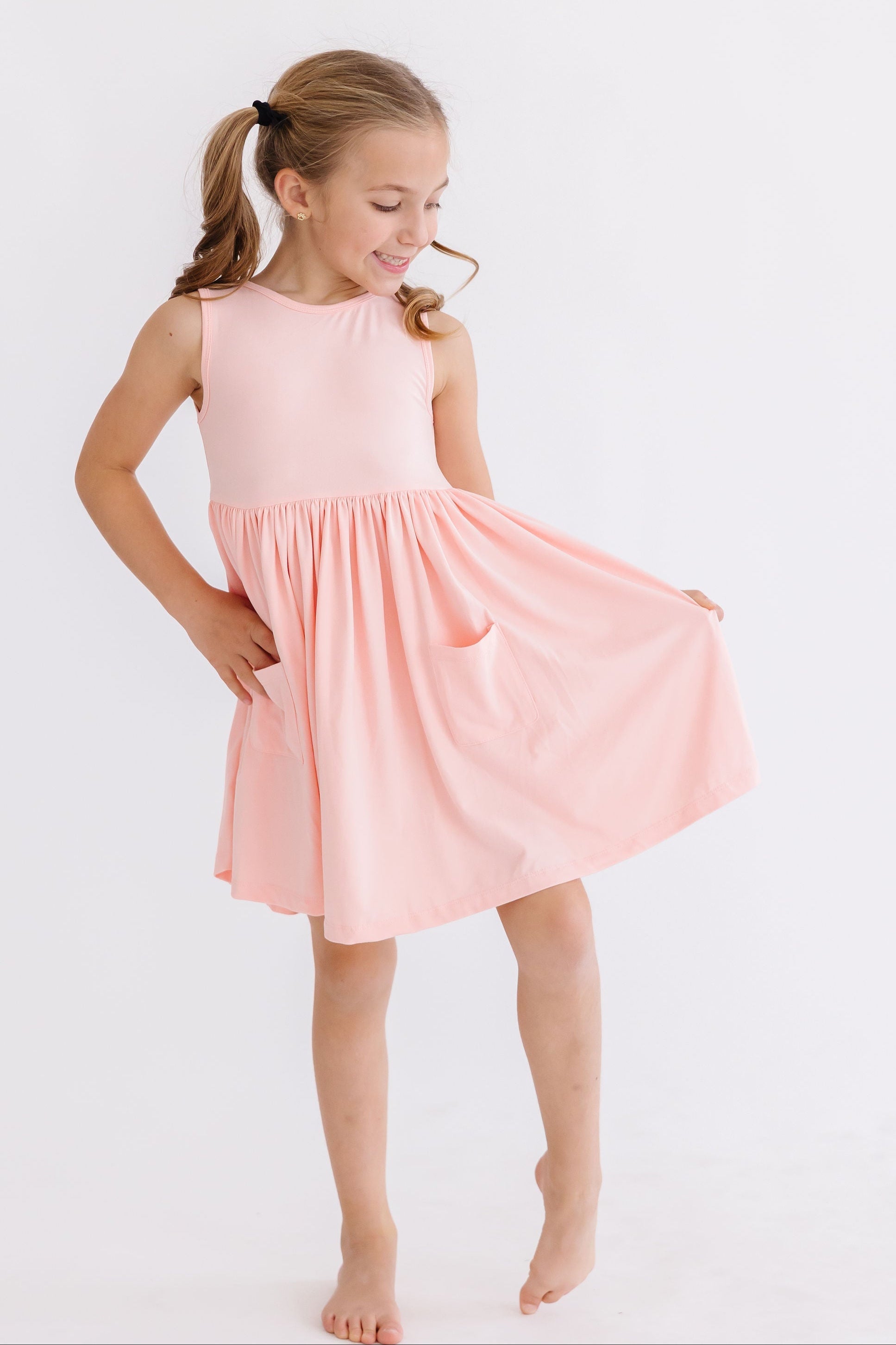Mila & Rose ® Peach Tank Pocket Twirl Dress — lifestyle context