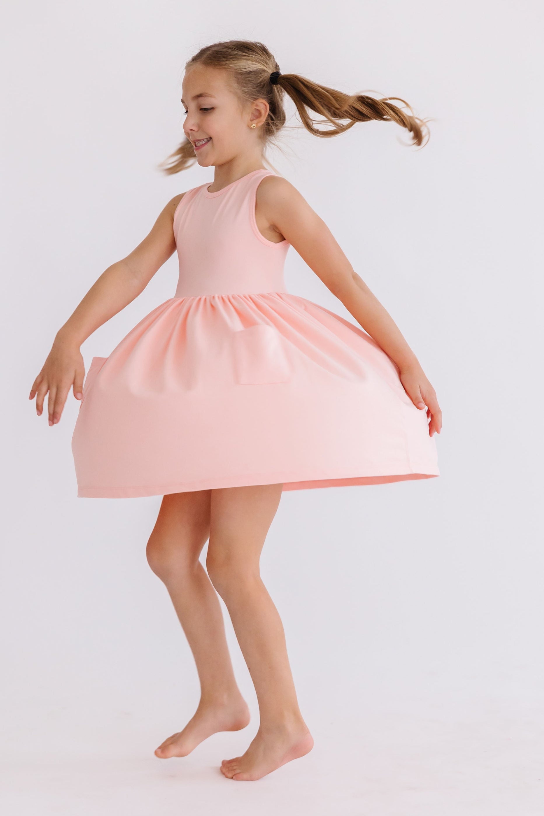 Mila & Rose ® Peach Tank Pocket Twirl Dress — side view