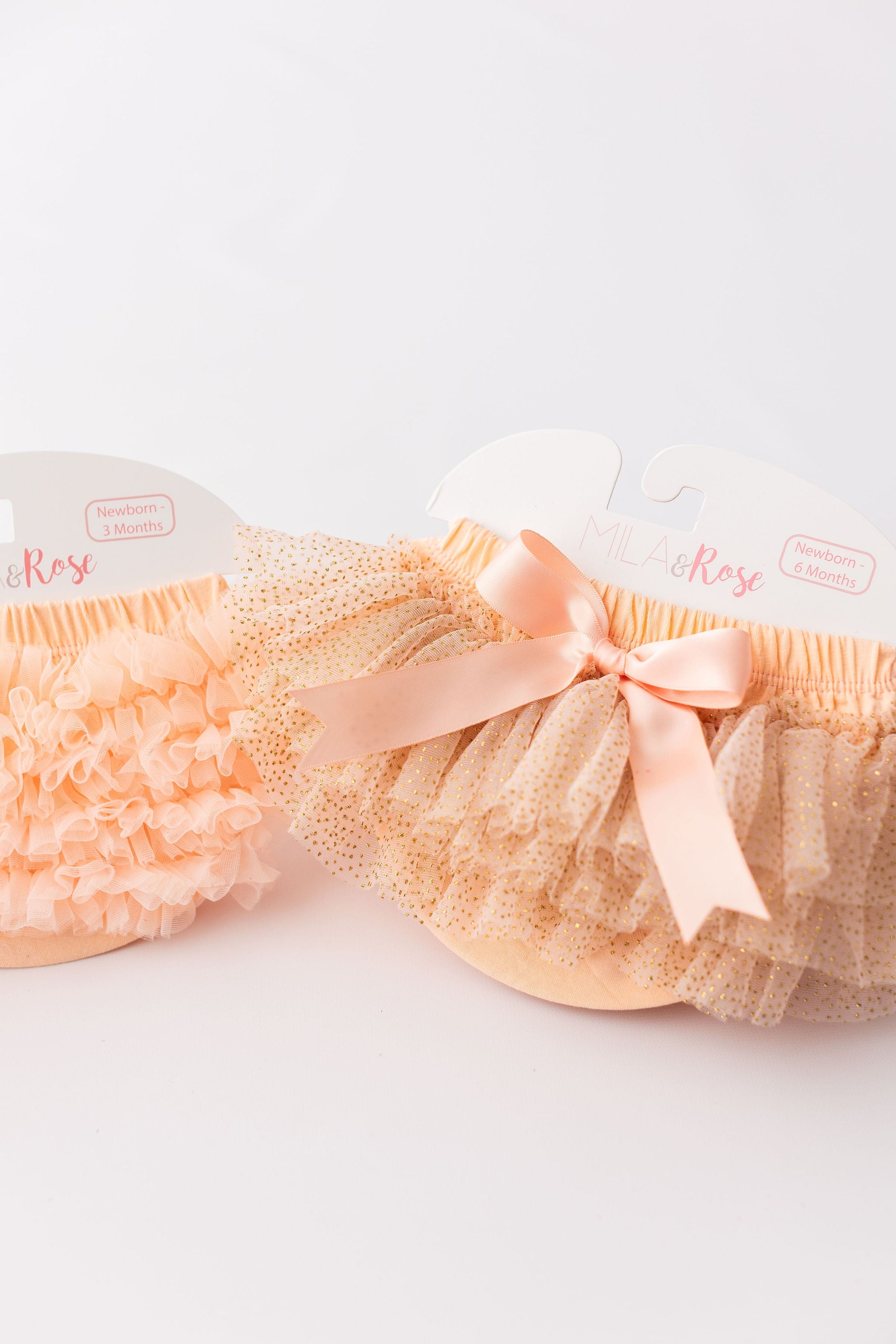 Mila & Rose ® Peach & Gold Glitter Tutu Bloomer — detail close-up