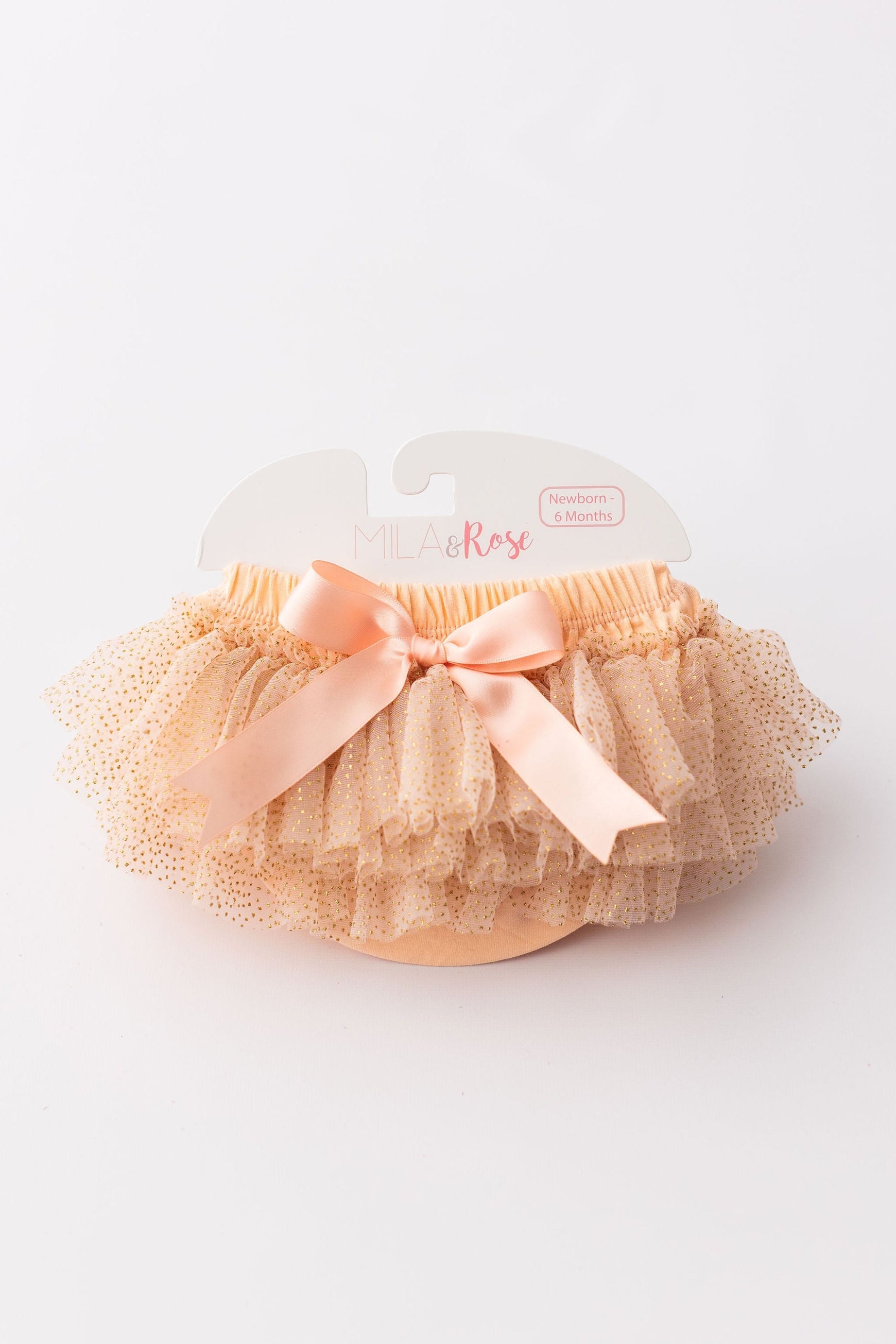 Mila & Rose ® Peach & Gold Glitter Tutu Bloomer — main product shot
