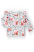 Mila & Rose ® Peach Rainbow L/S Ruffle Tee — main product shot