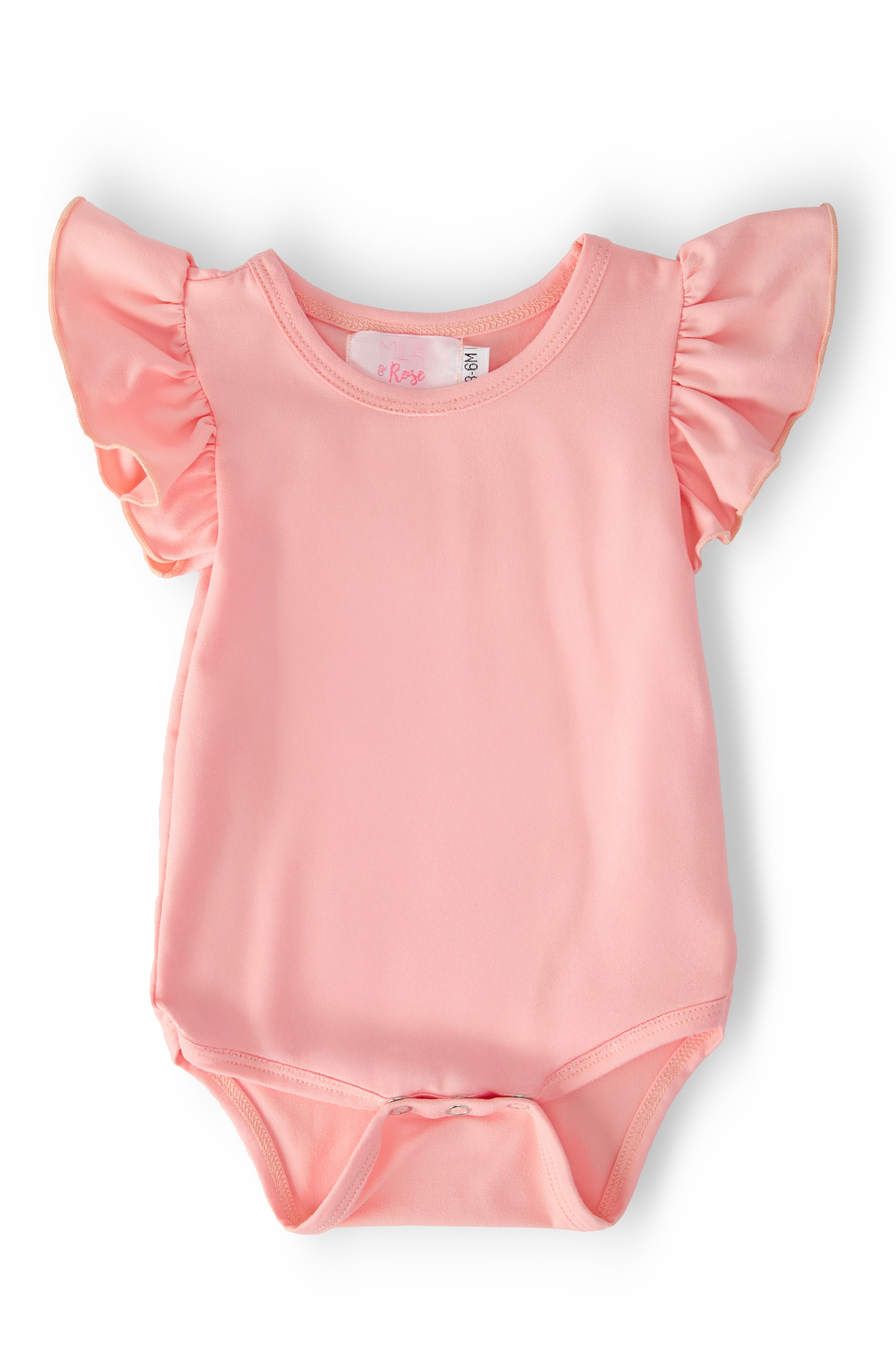 Mila & Rose ® Peach S/S Flutter Bodysuit — main product shot