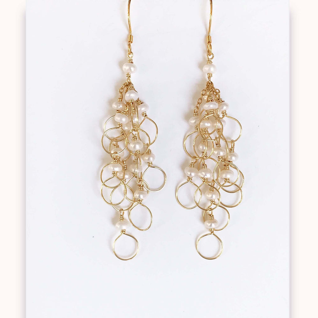 PARKEN JEWELRY Pearl Gold Chain Loop Earrings — main product shot