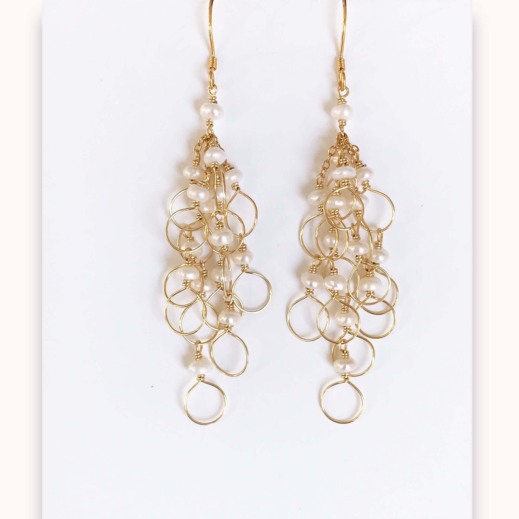 PARKEN JEWELRY Pearl Gold Chain Loop Earrings — main product shot