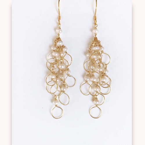 PARKEN JEWELRY Pearl Gold Chain Loop Earrings — main product shot