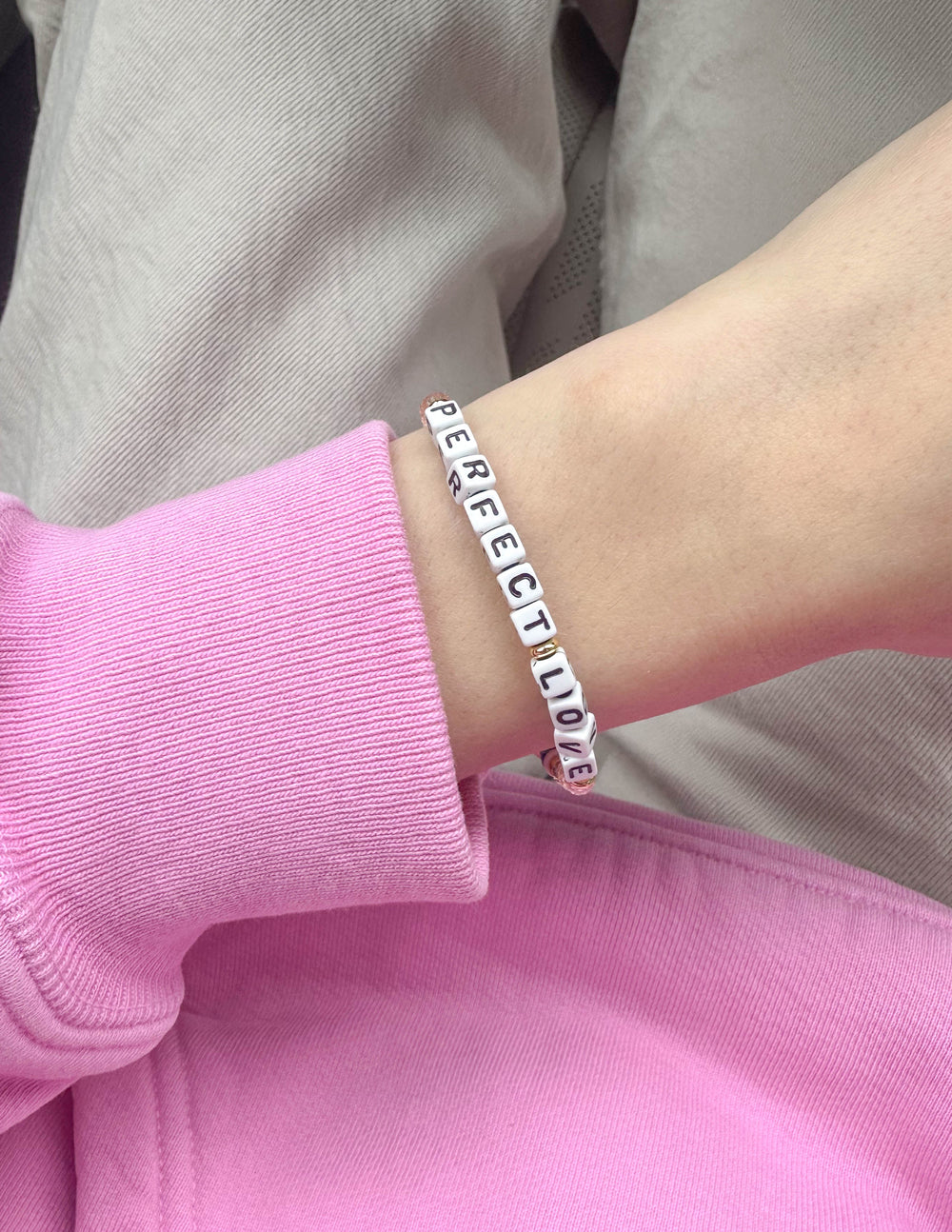 Elevated Faith Perfect Love Letter Bracelet — detail close-up