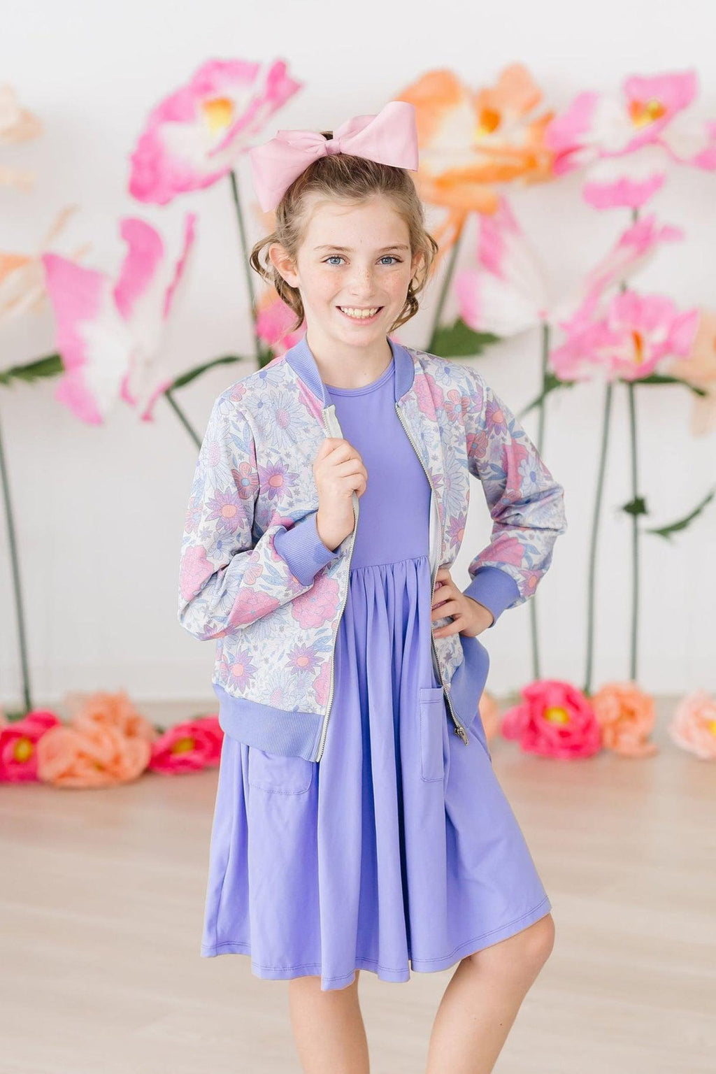 Mila & Rose ® Periwinkle Pocket Tank Twirl Dress — detail close-up