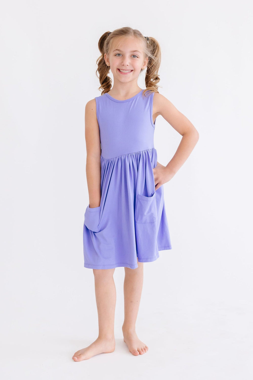 Mila & Rose ® Periwinkle Pocket Tank Twirl Dress — back view