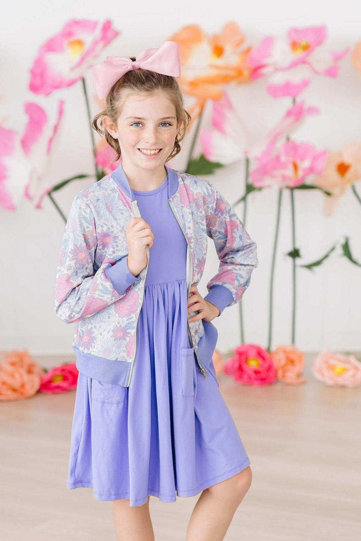 Mila & Rose ® Periwinkle S/S Pocket Twirl Dress — detail close-up