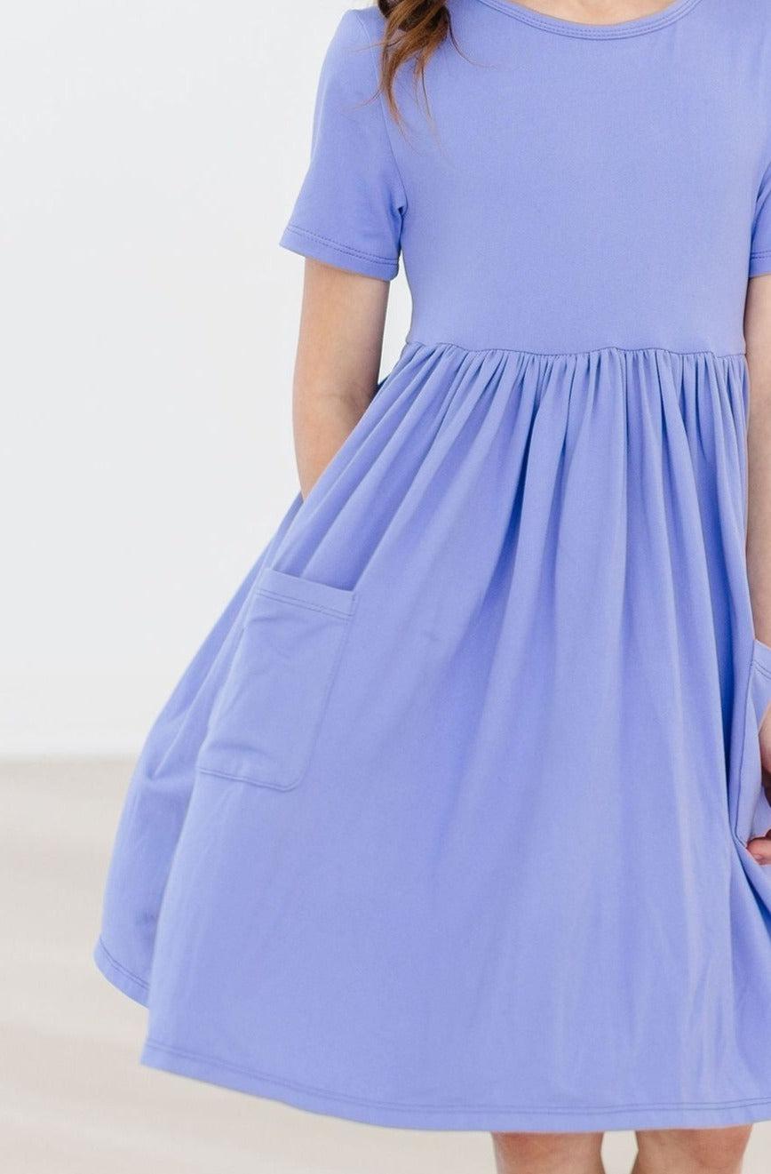 Mila & Rose ® Periwinkle S/S Pocket Twirl Dress — back view
