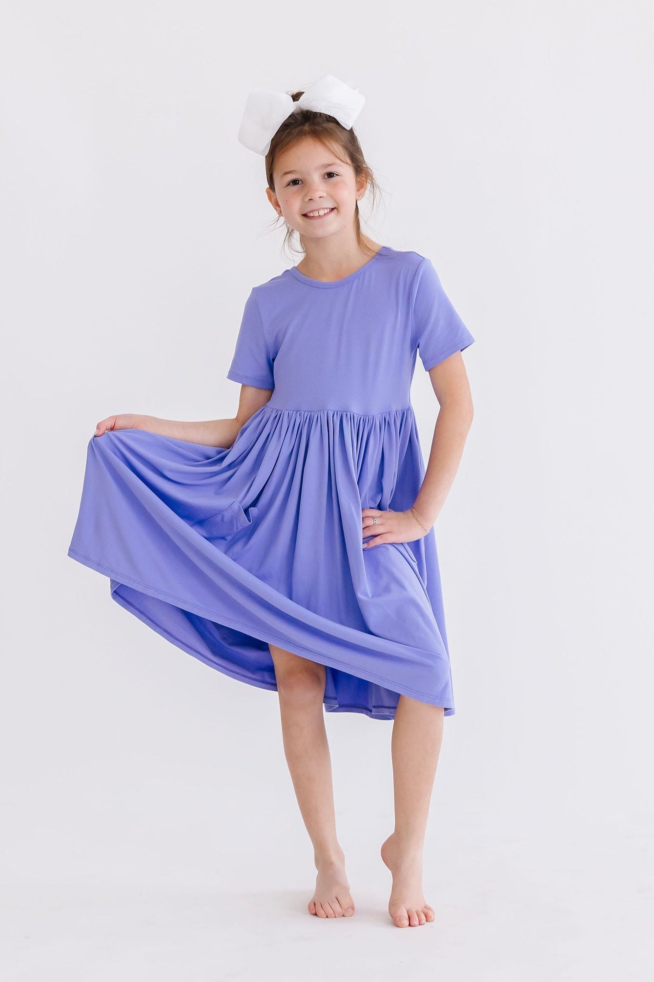 Mila & Rose ® Periwinkle S/S Pocket Twirl Dress — in-use photo