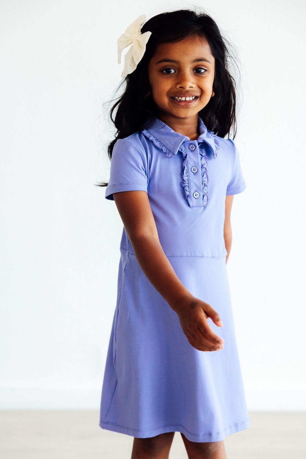 Mila & Rose ® Periwinkle S/S Polo Dress — side view
