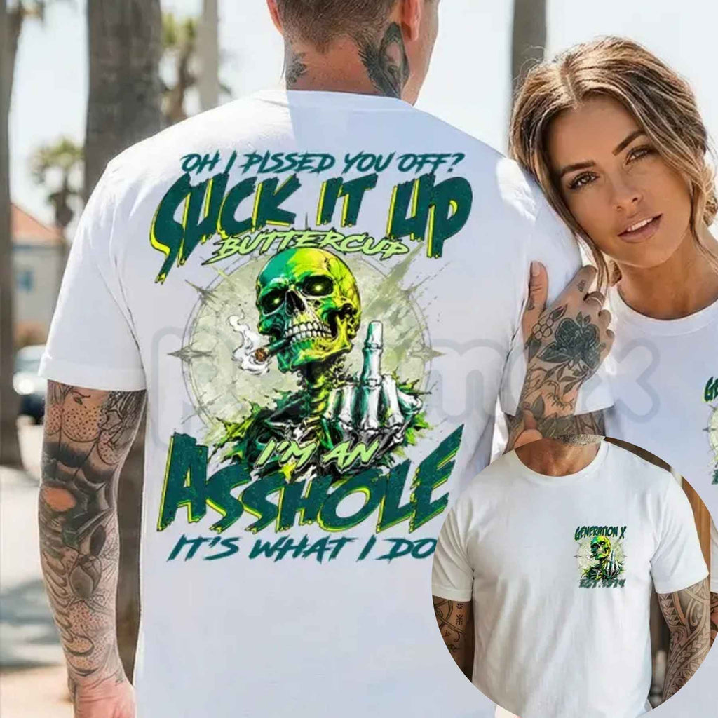 Personalized Gen X Suck It Up Buttercup Shirt – Funny Skull Graphic Tee, Custom Year Sarcastic Unisex T-Shirt