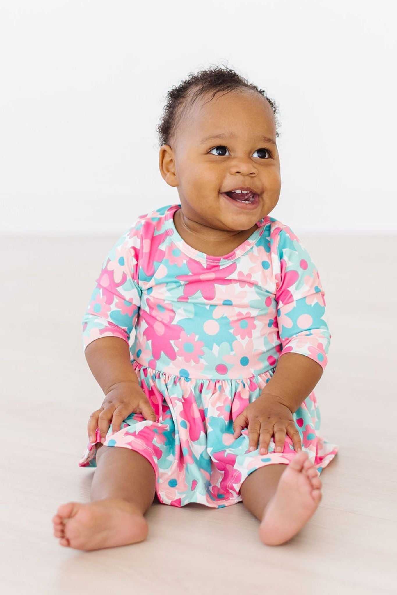Mila & Rose ® SALE Petal Perfection 3/4 Sleeve Twirl Bodysuit — side view