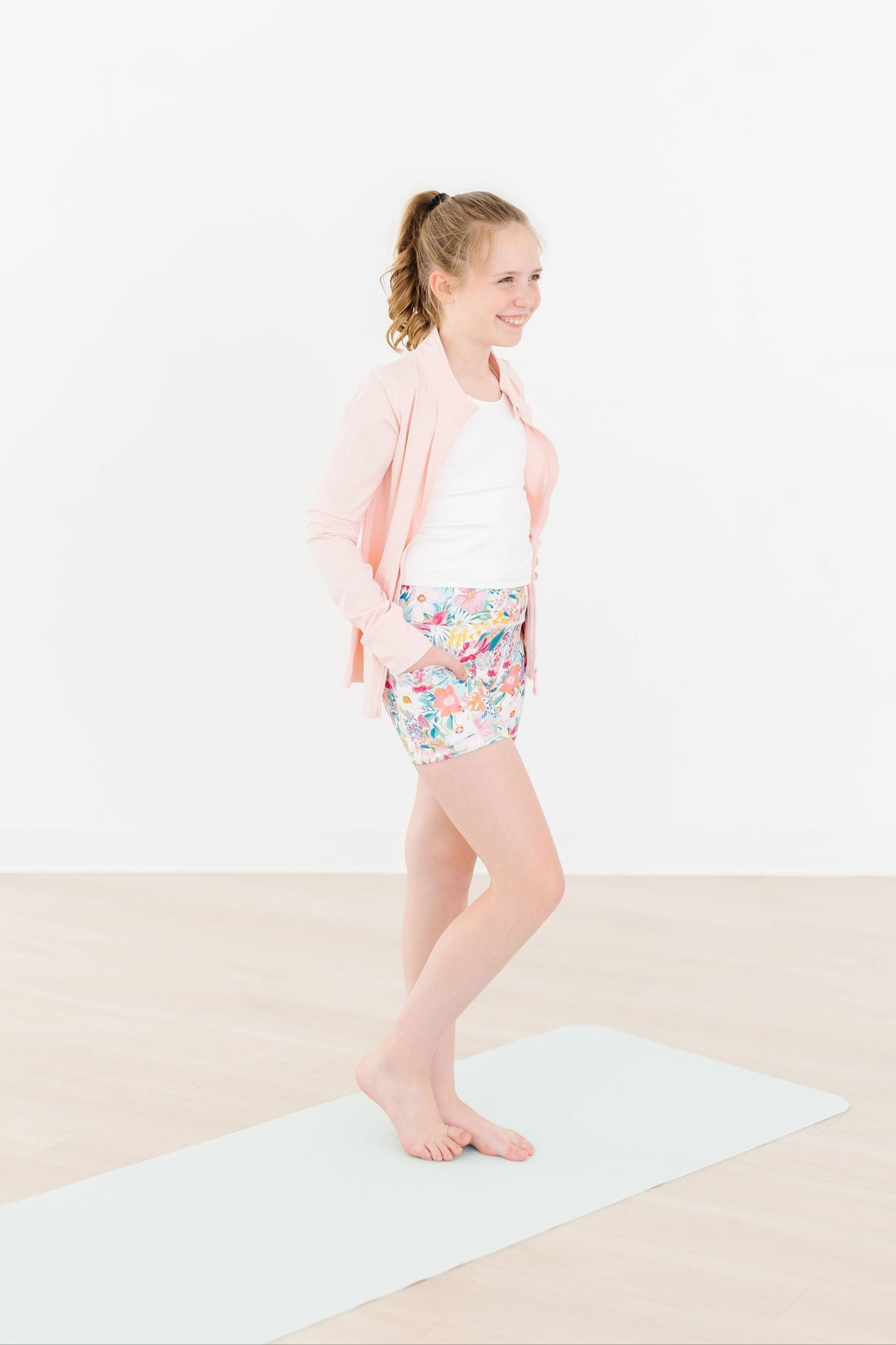 Mila & Rose ® SALE Petal Power Active Shorty Shorts — lifestyle context