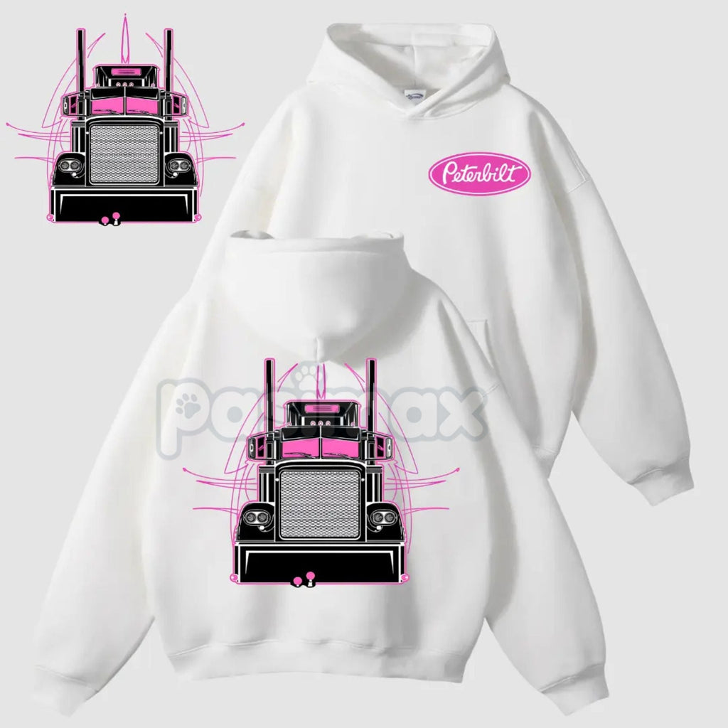 Pasimax Peterbilt Pink Semi Truck 2-Sided Hoodie – Unique Trucker Pullover, Bold Graphic Apparel, Unisex — main product shot