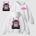 Pasimax Peterbilt Pink Semi Truck 2-Sided Hoodie – Unique Trucker Pullover, Bold Graphic Apparel, Unisex — main product shot