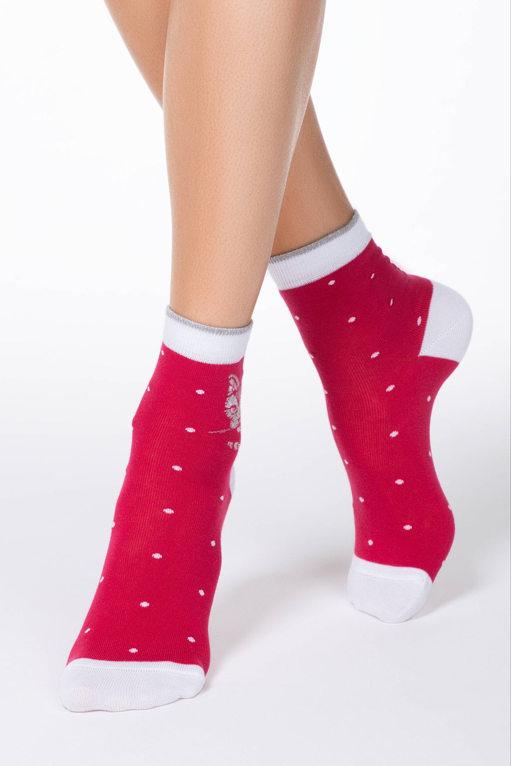 TheRanok.com Conte Elegant Cotton Socks (2 pairs) - Lady Cat — detail close-up