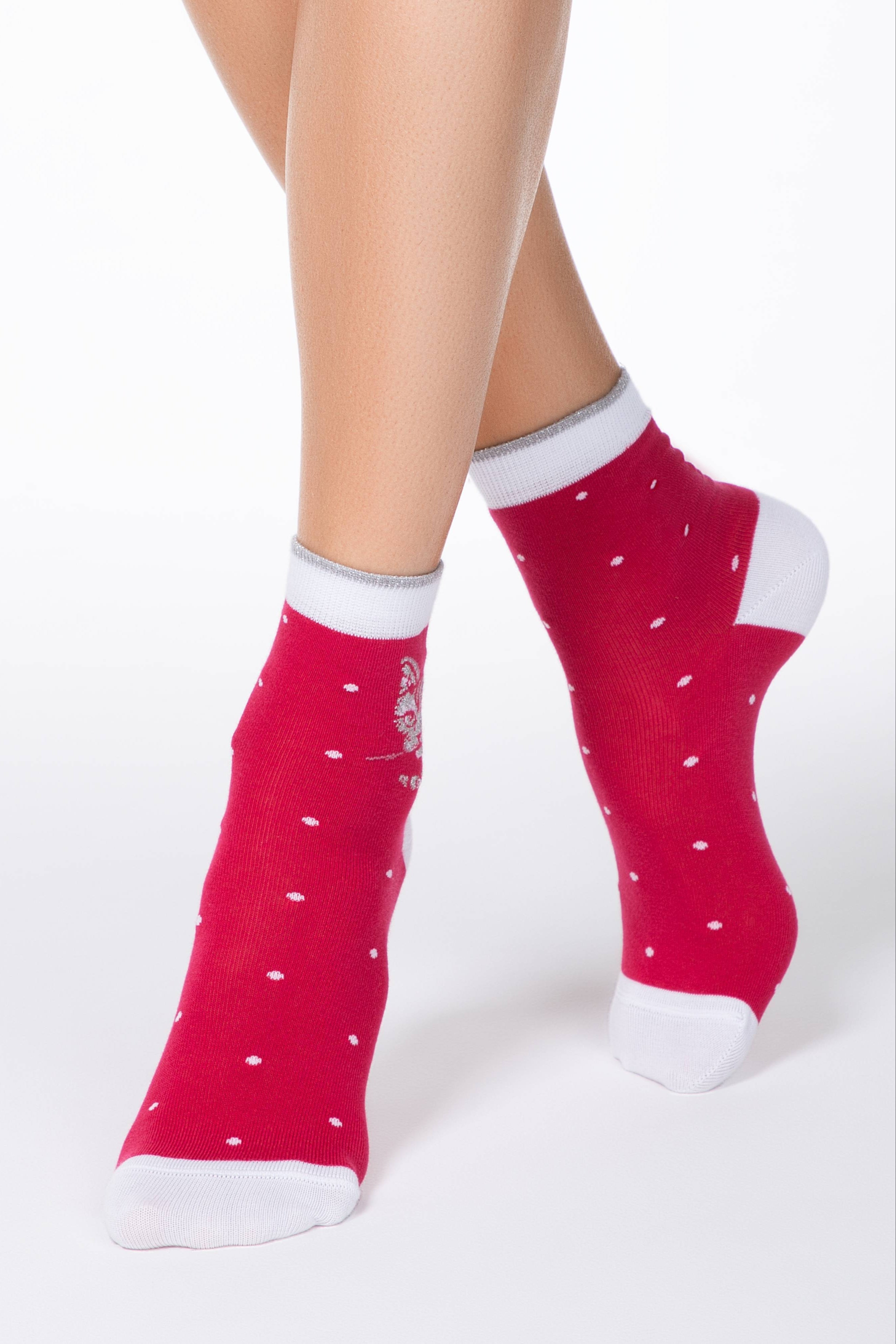 TheRanok.com Conte Elegant Cotton Socks (2 pairs) - Lady Cat — detail close-up