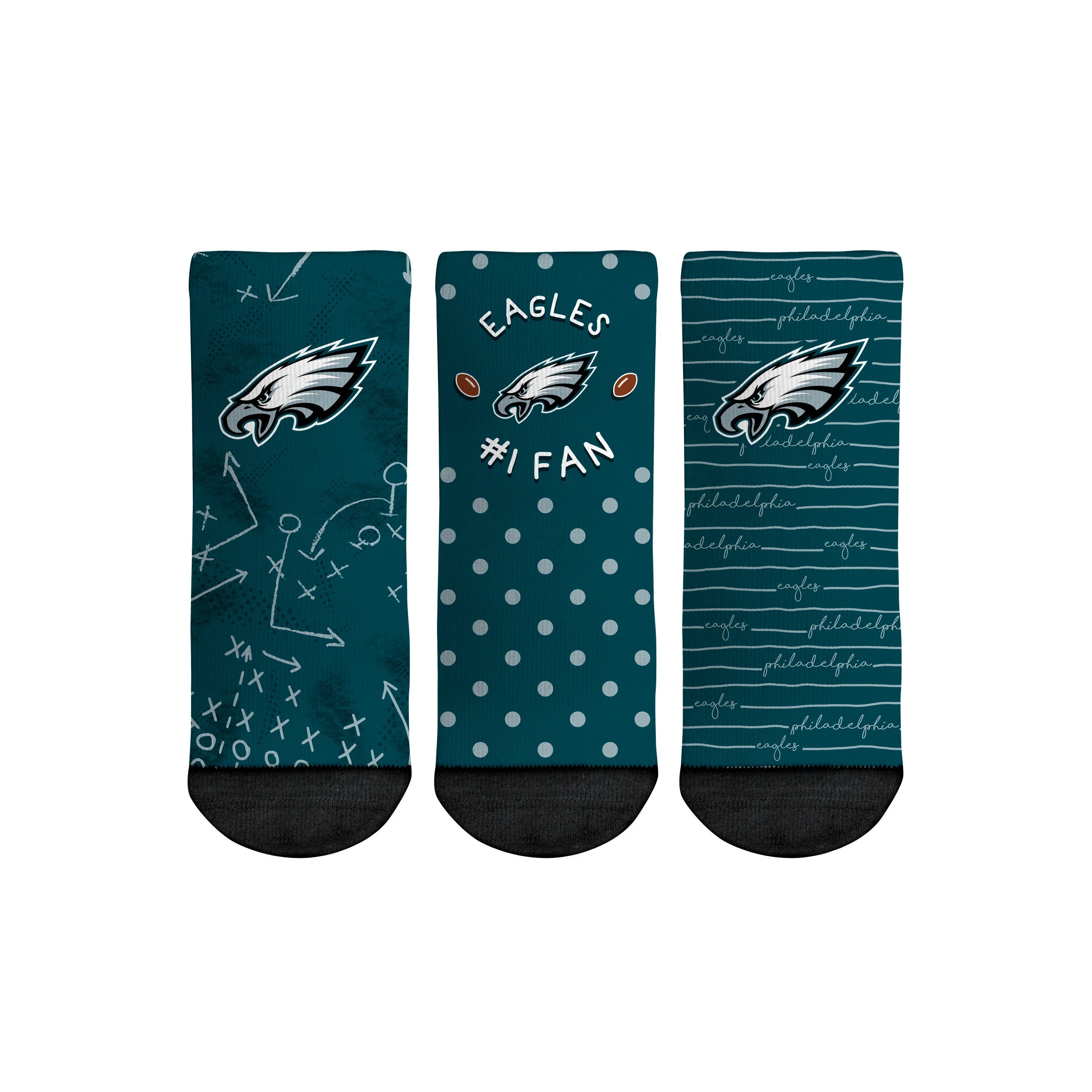 Rock 'Em Socks Philadelphia Eagles - Number 1 Fan 3-Pack (Toddler) — main product shot