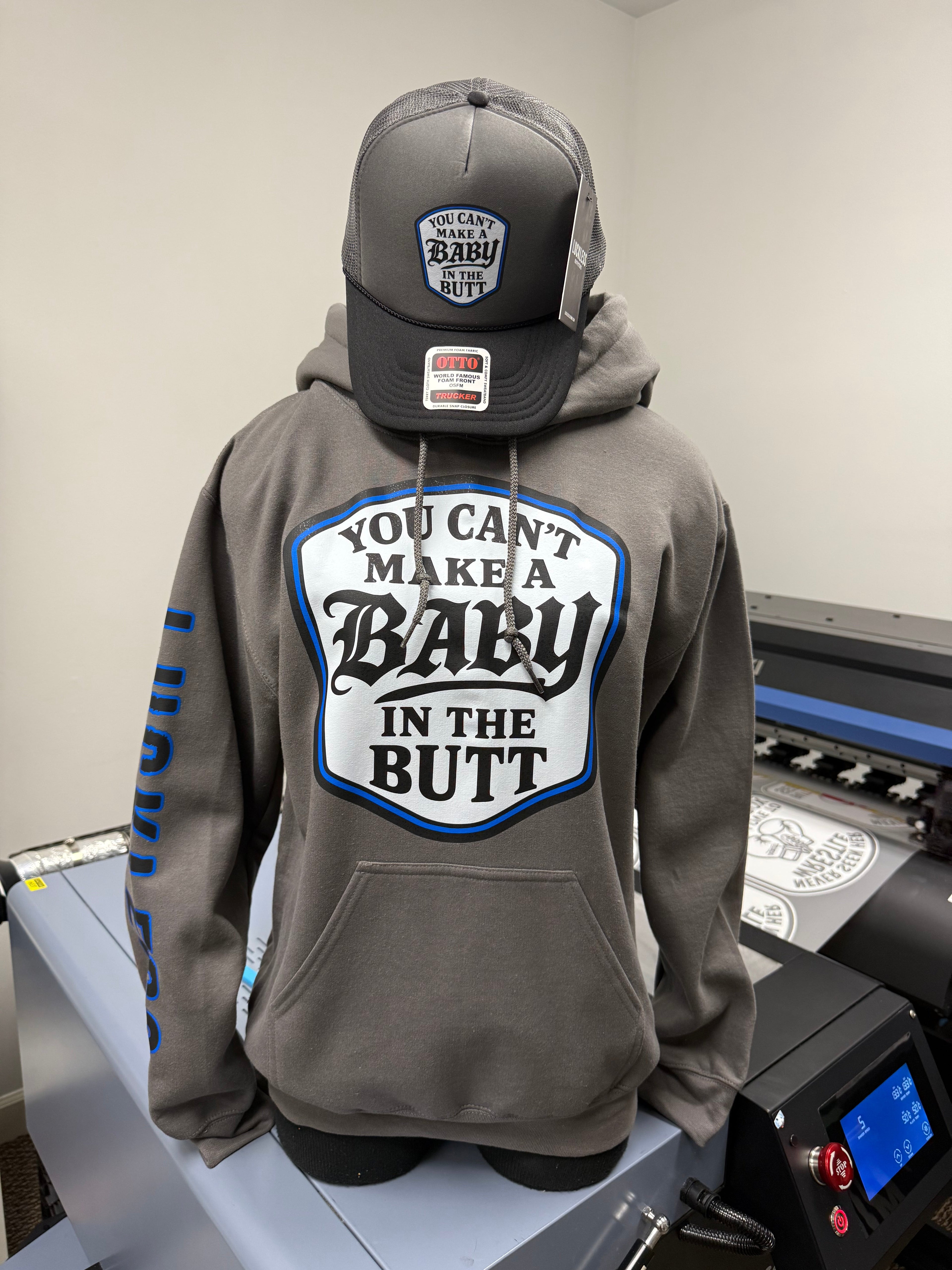 Luckless Outfitters You Cant Make A Baby In The Butt Hoodie — back view
