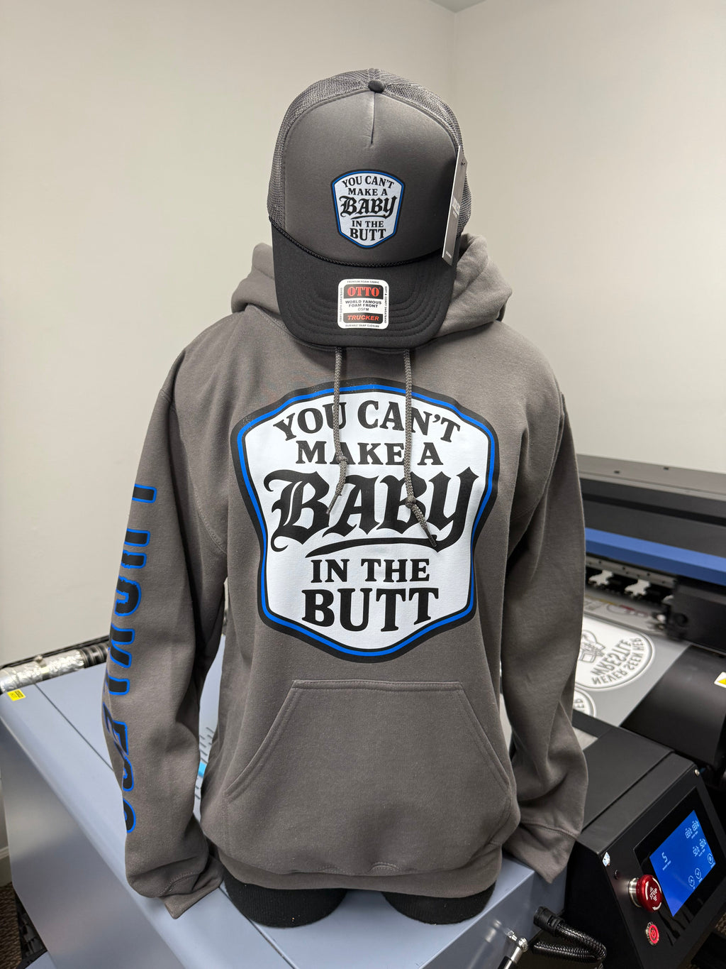 Luckless Outfitters You Cant Make A Baby In The Butt Hoodie — size reference